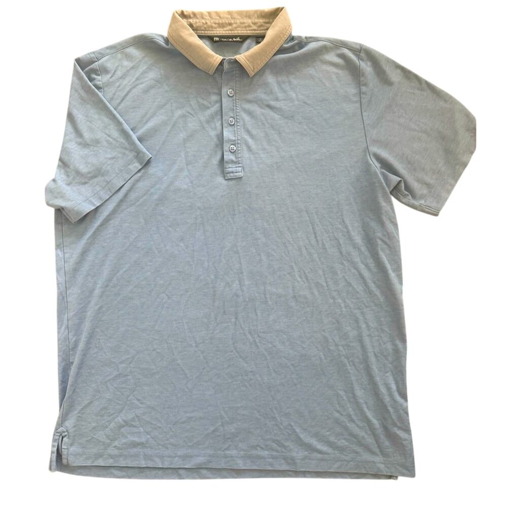 Travis Mathew Light Blue Colorblock Polo Shirt XL Golf Athleisure Classic Resort